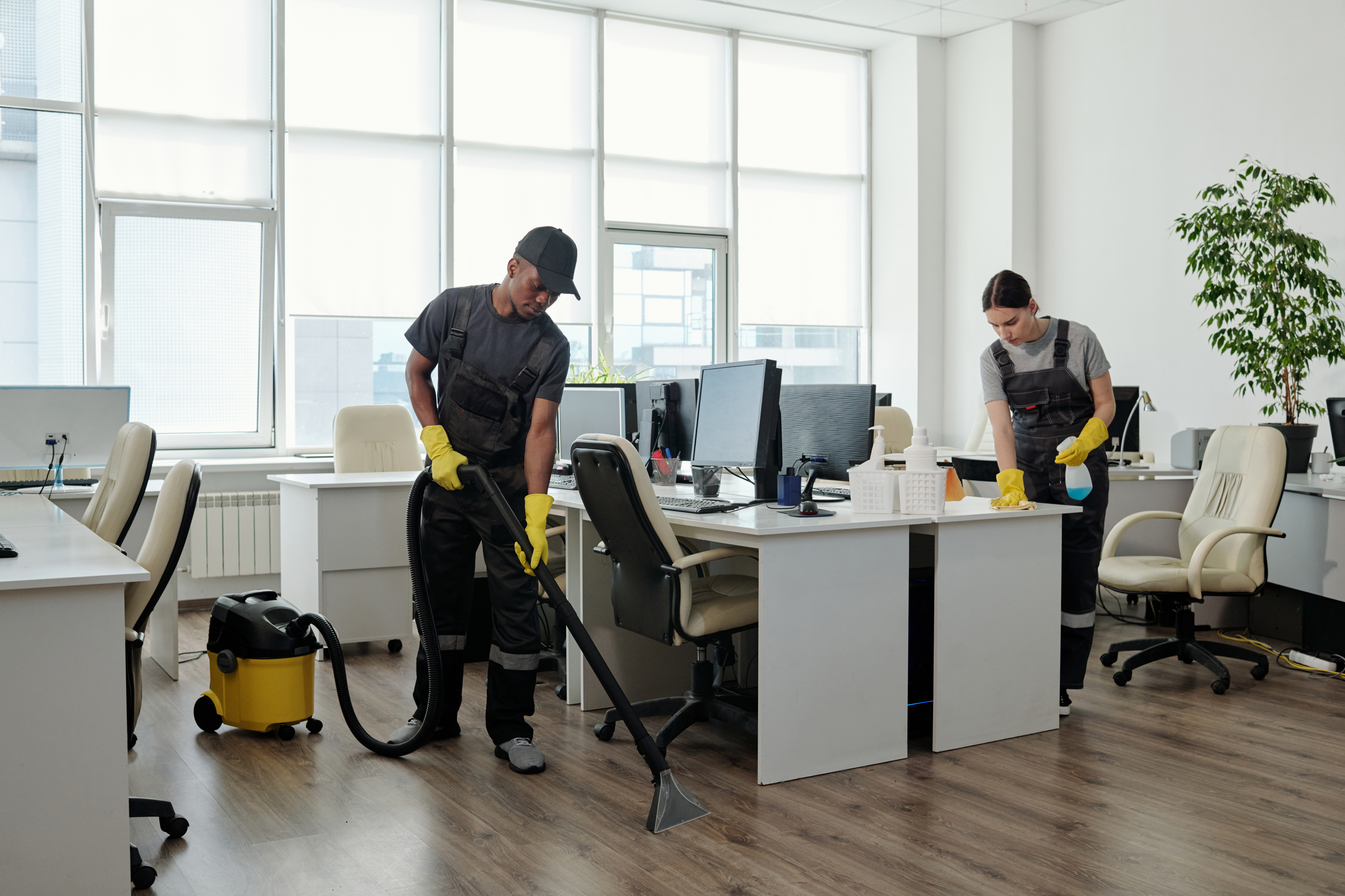 Two cleaners in office